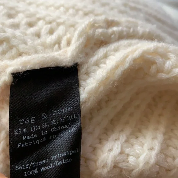 RAG & BONE CeCe Funnel Neck 100% Wool Pullover Ivory Beige Cream M $549 - Picture 13 of 13